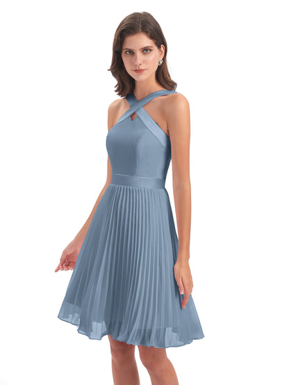 Alora Halter Chiffon Short Bridesmaid Dresses