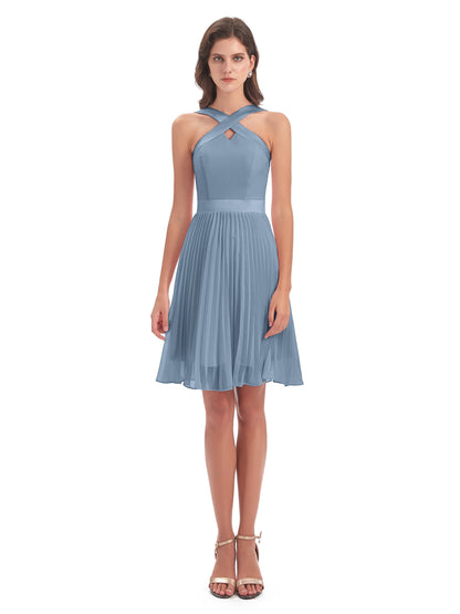 Alora Halter Chiffon Short Bridesmaid Dresses