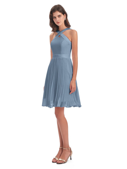 Alora Halter Chiffon Short Bridesmaid Dresses