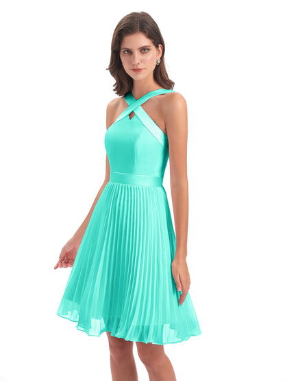 Alora Halter Chiffon Short Bridesmaid Dresses