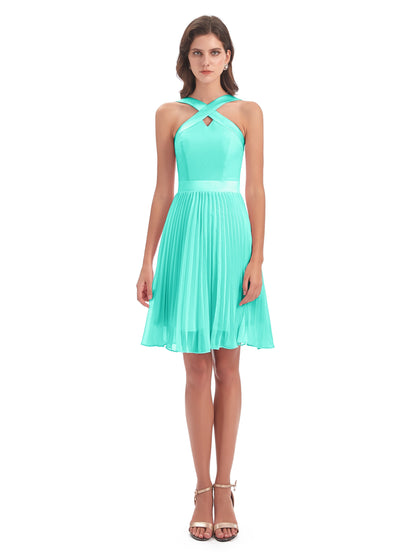 Alora Halter Chiffon Short Bridesmaid Dresses