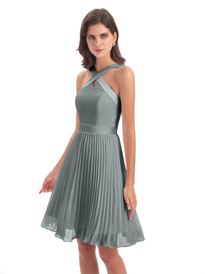 Alora Halter Chiffon Short Bridesmaid Dresses