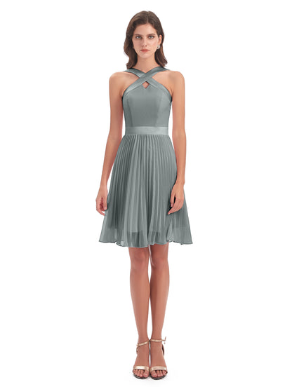 Alora Halter Chiffon Short Bridesmaid Dresses
