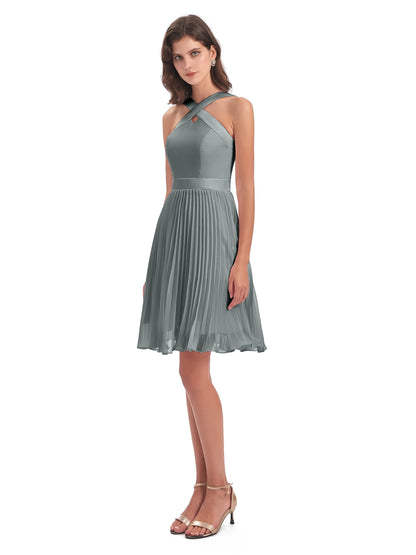 Alora Halter Chiffon Short Bridesmaid Dresses