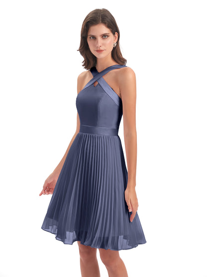 Alora Halter Chiffon Short Bridesmaid Dresses