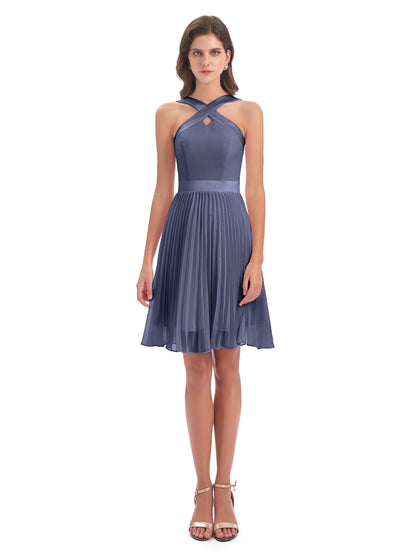 Alora Halter Chiffon Short Bridesmaid Dresses
