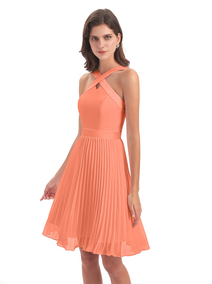 Alora Halter Chiffon Short Bridesmaid Dresses