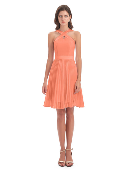 Alora Halter Chiffon Short Bridesmaid Dresses