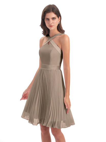 Alora Halter Chiffon Short Bridesmaid Dresses