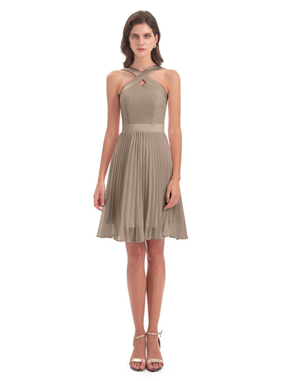 Alora Halter Chiffon Short Bridesmaid Dresses