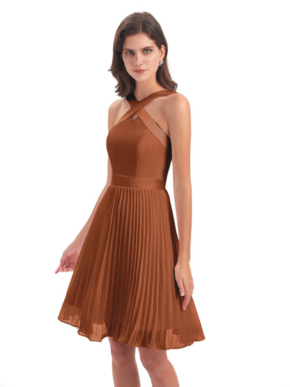 Alora Halter Chiffon Short Bridesmaid Dresses