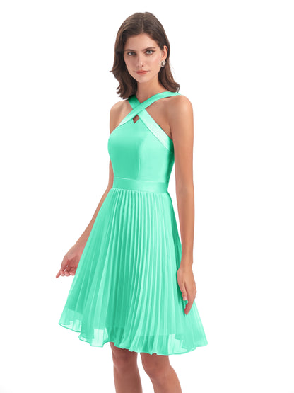 Alora Halter Chiffon Short Bridesmaid Dresses