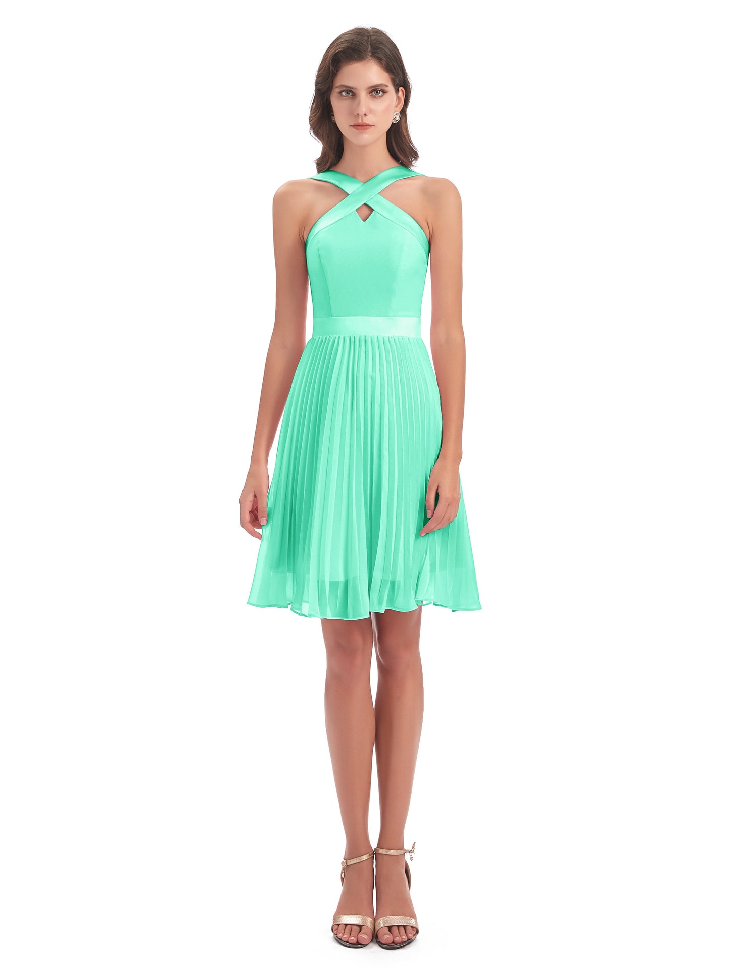 Alora Halter Chiffon Short Bridesmaid Dresses