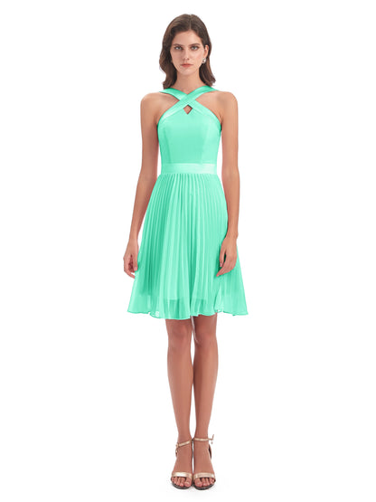 Alora Halter Chiffon Short Bridesmaid Dresses