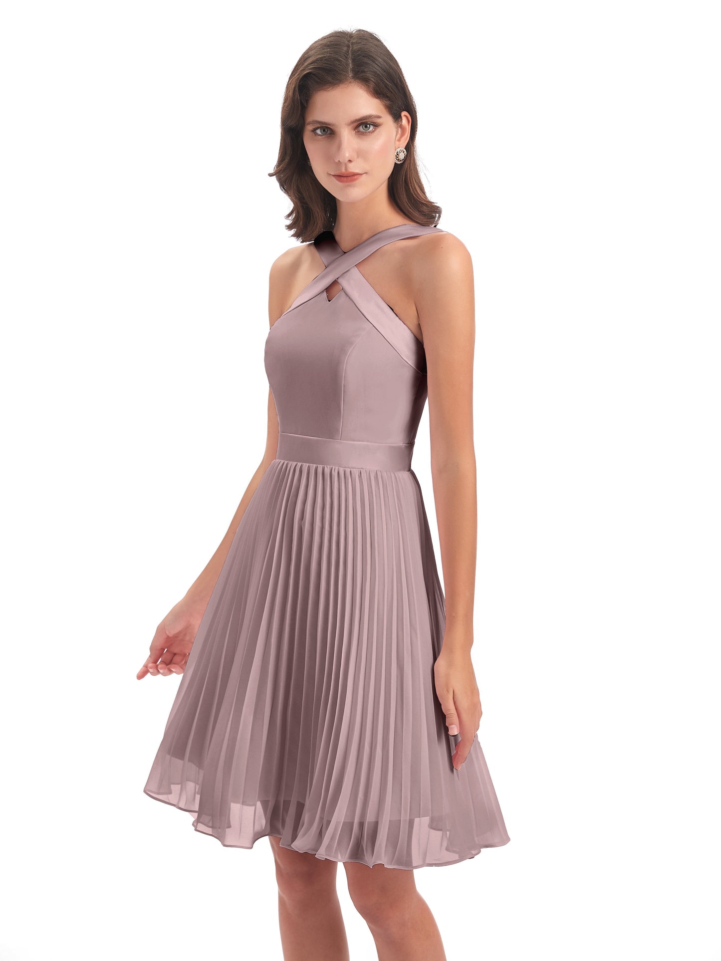 Alora Halter Chiffon Short Bridesmaid Dresses