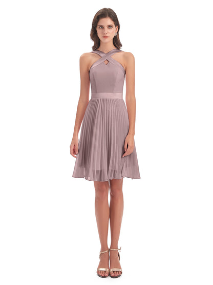 Alora Halter Chiffon Short Bridesmaid Dresses
