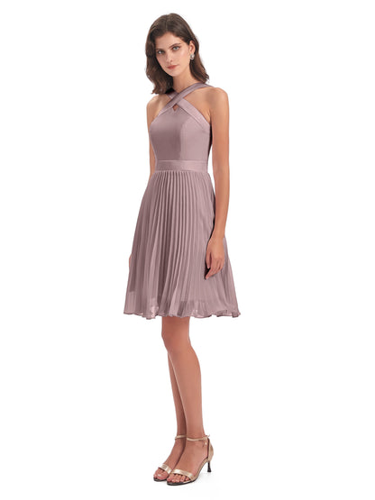 Alora Halter Chiffon Short Bridesmaid Dresses