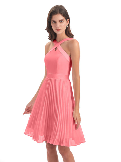 Alora Halter Chiffon Short Bridesmaid Dresses