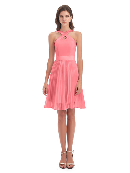 Alora Halter Chiffon Short Bridesmaid Dresses