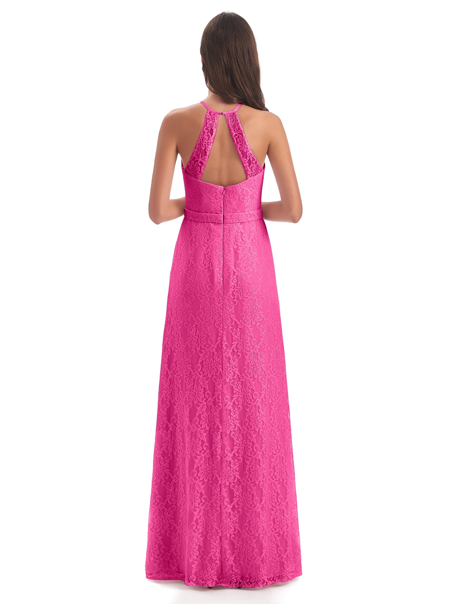 Anabelle Sheath Halter Lace Bridesmaid Dresses