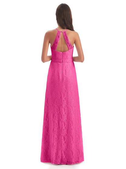 Anabelle Sheath Halter Lace Bridesmaid Dresses