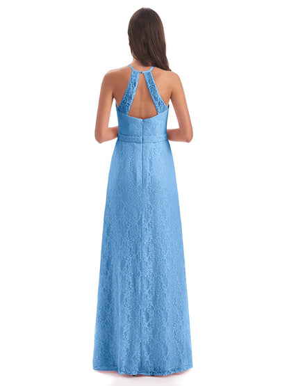 Anabelle Sheath Halter Lace Bridesmaid Dresses
