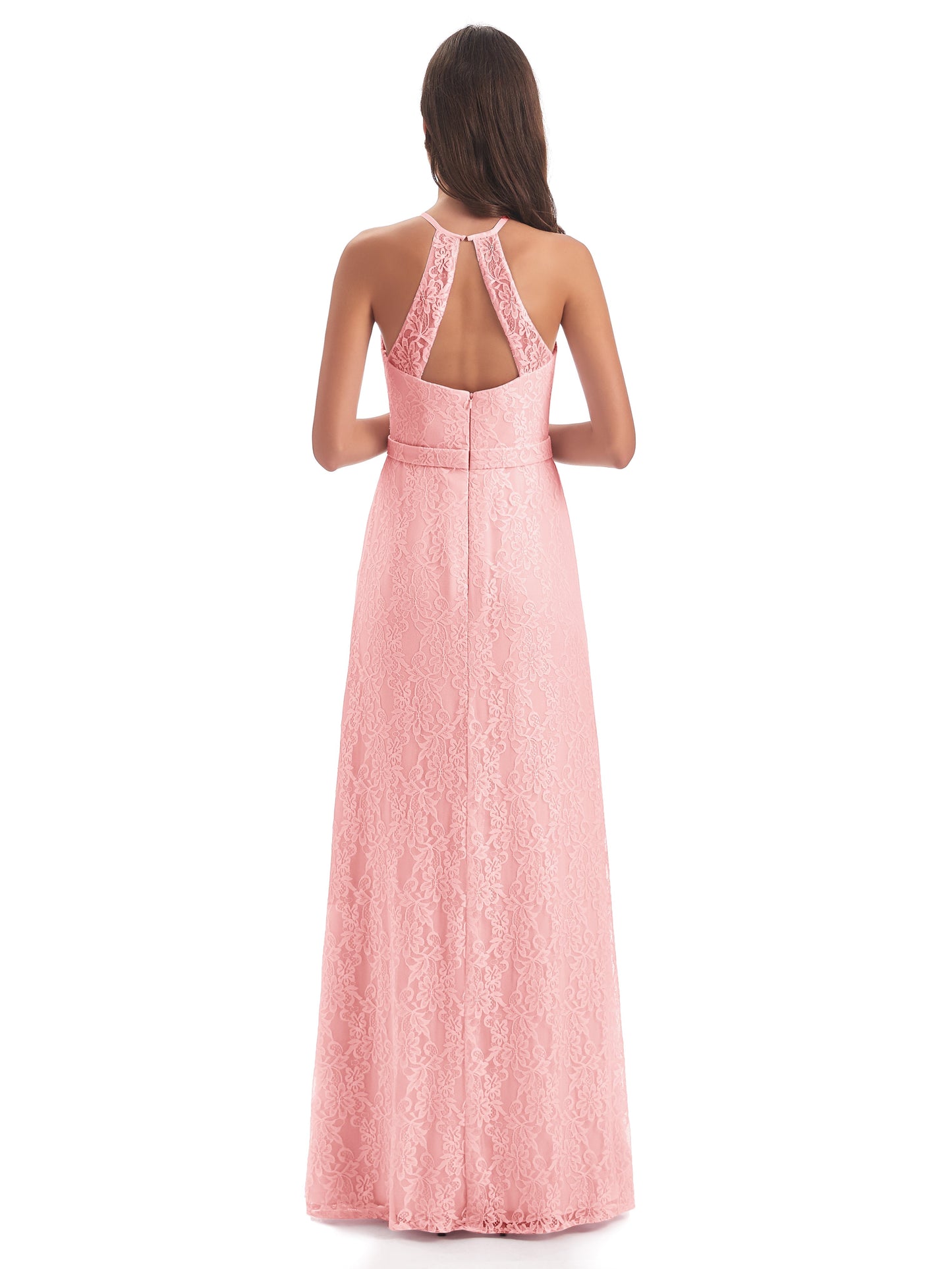 Anabelle Sheath Halter Lace Bridesmaid Dresses