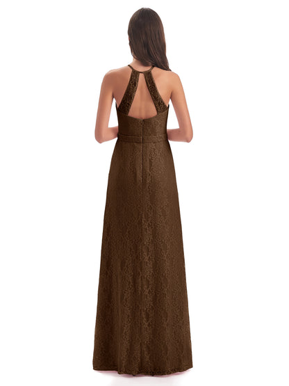 Anabelle Sheath Halter Lace Bridesmaid Dresses