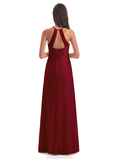 Anabelle Sheath Halter Lace Bridesmaid Dresses