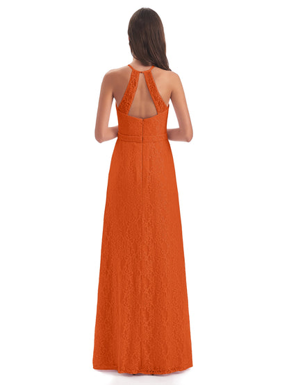 Anabelle Sheath Halter Lace Bridesmaid Dresses