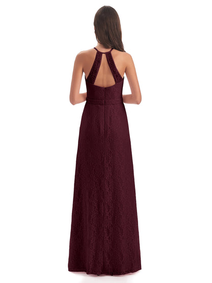 Anabelle Sheath Halter Lace Bridesmaid Dresses