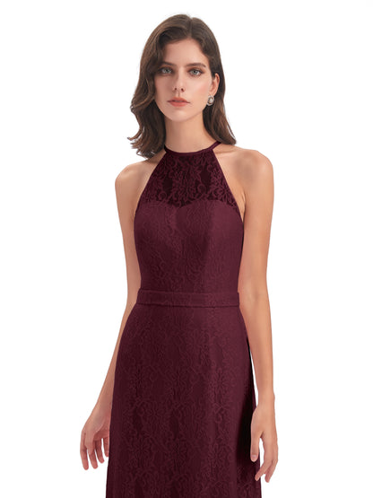 Anabelle Sheath Halter Lace Bridesmaid Dresses