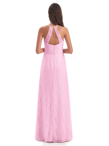 Anabelle Sheath Halter Lace Bridesmaid Dresses