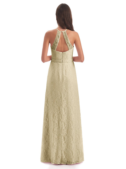 Anabelle Sheath Halter Lace Bridesmaid Dresses