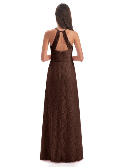 Anabelle Sheath Halter Lace Bridesmaid Dresses