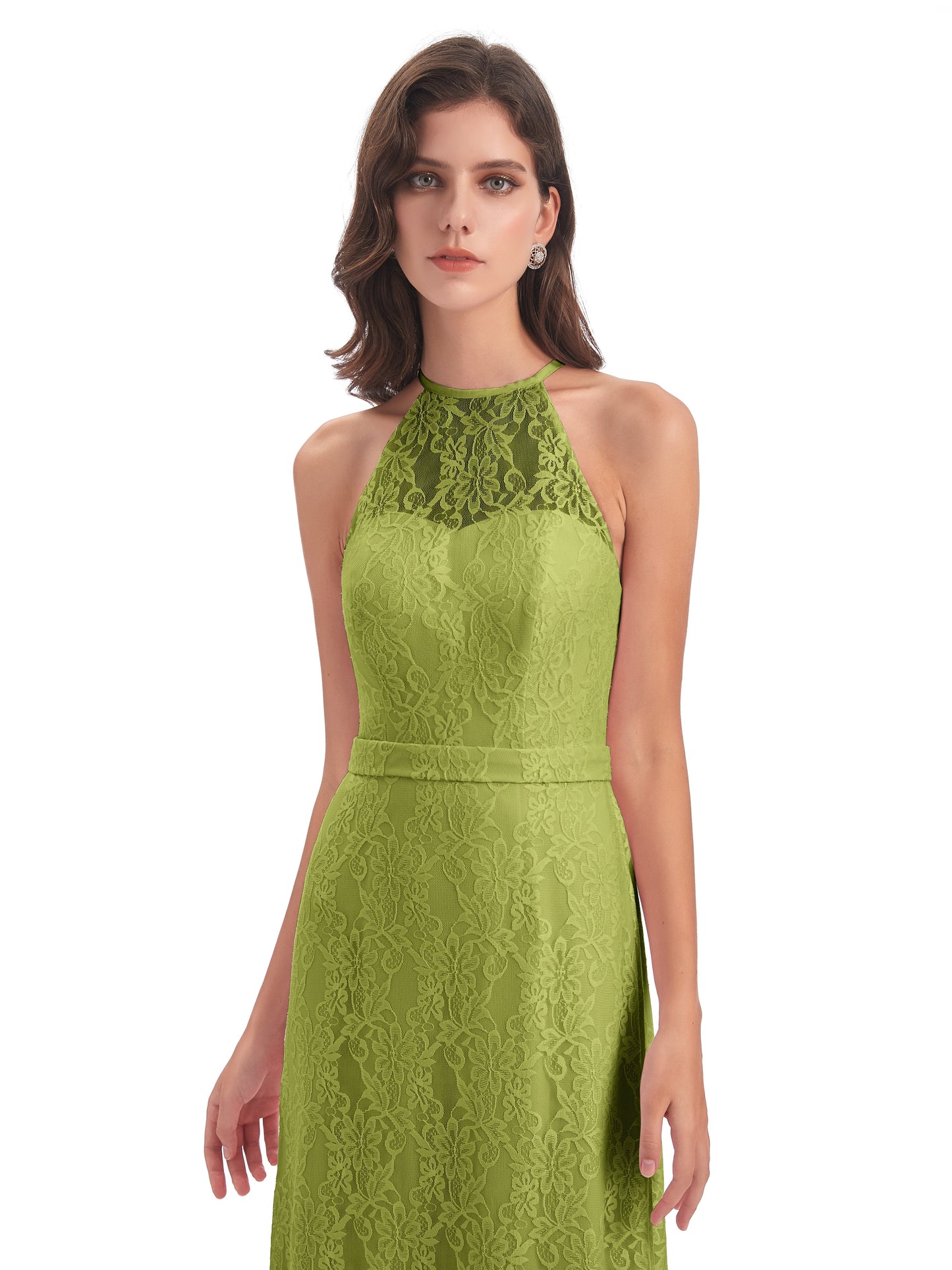 Anabelle Sheath Halter Lace Bridesmaid Dresses