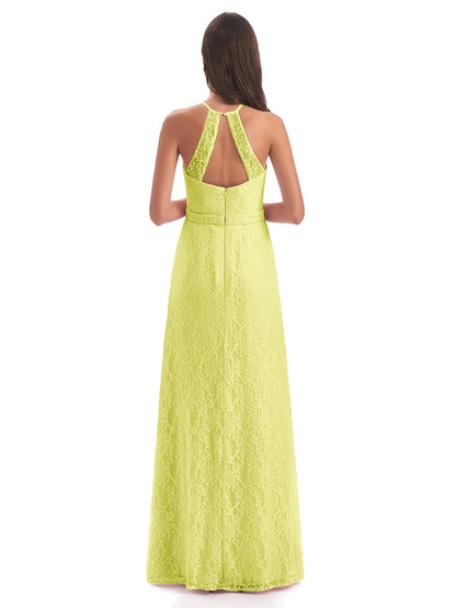 Anabelle Sheath Halter Lace Bridesmaid Dresses