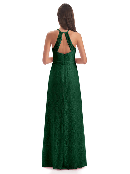 Anabelle Sheath Halter Lace Bridesmaid Dresses