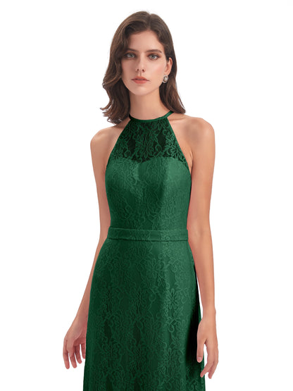 Anabelle Sheath Halter Lace Bridesmaid Dresses