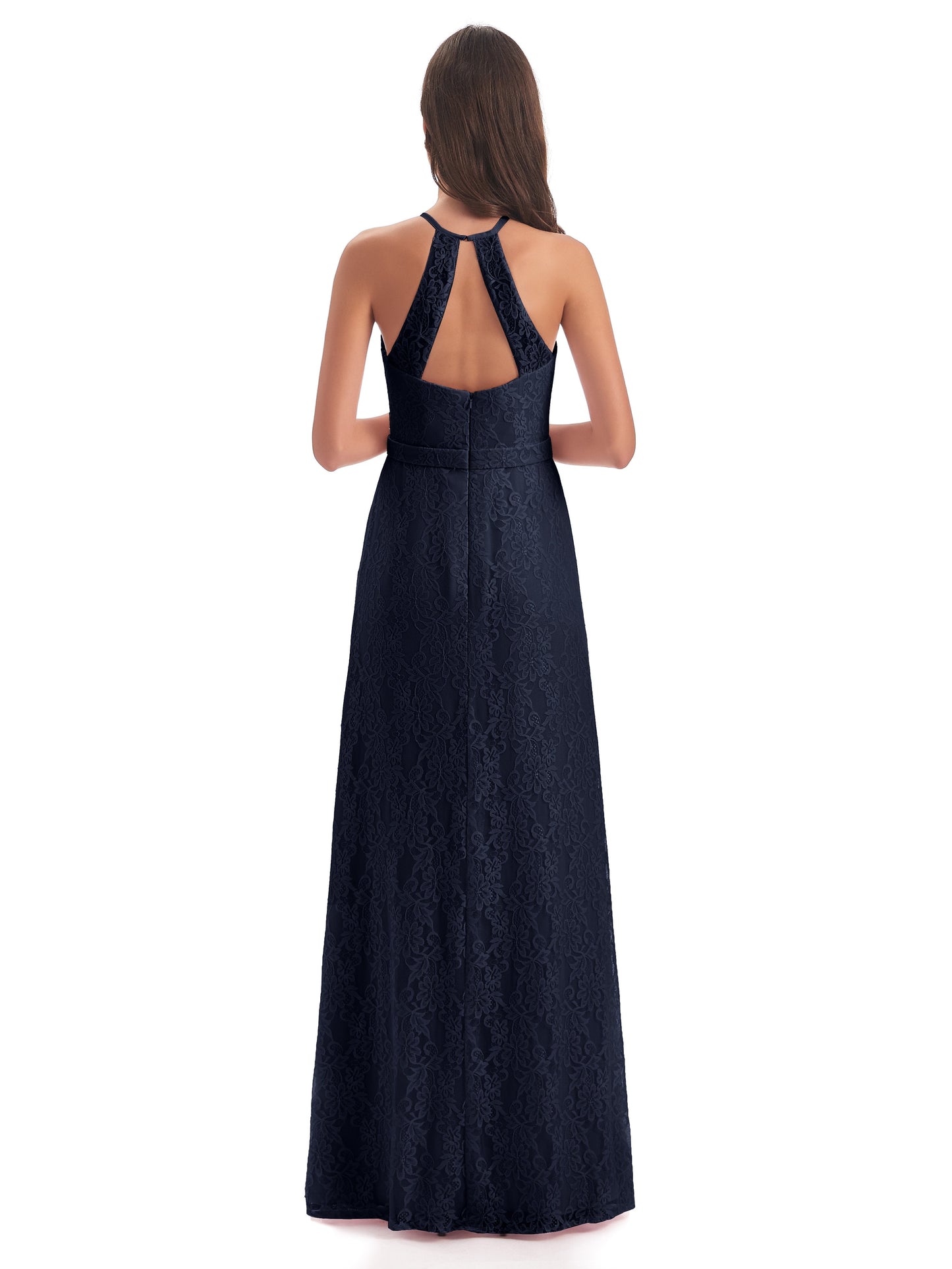 Anabelle Sheath Halter Lace Bridesmaid Dresses