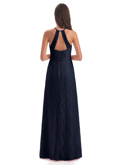 Anabelle Sheath Halter Lace Bridesmaid Dresses