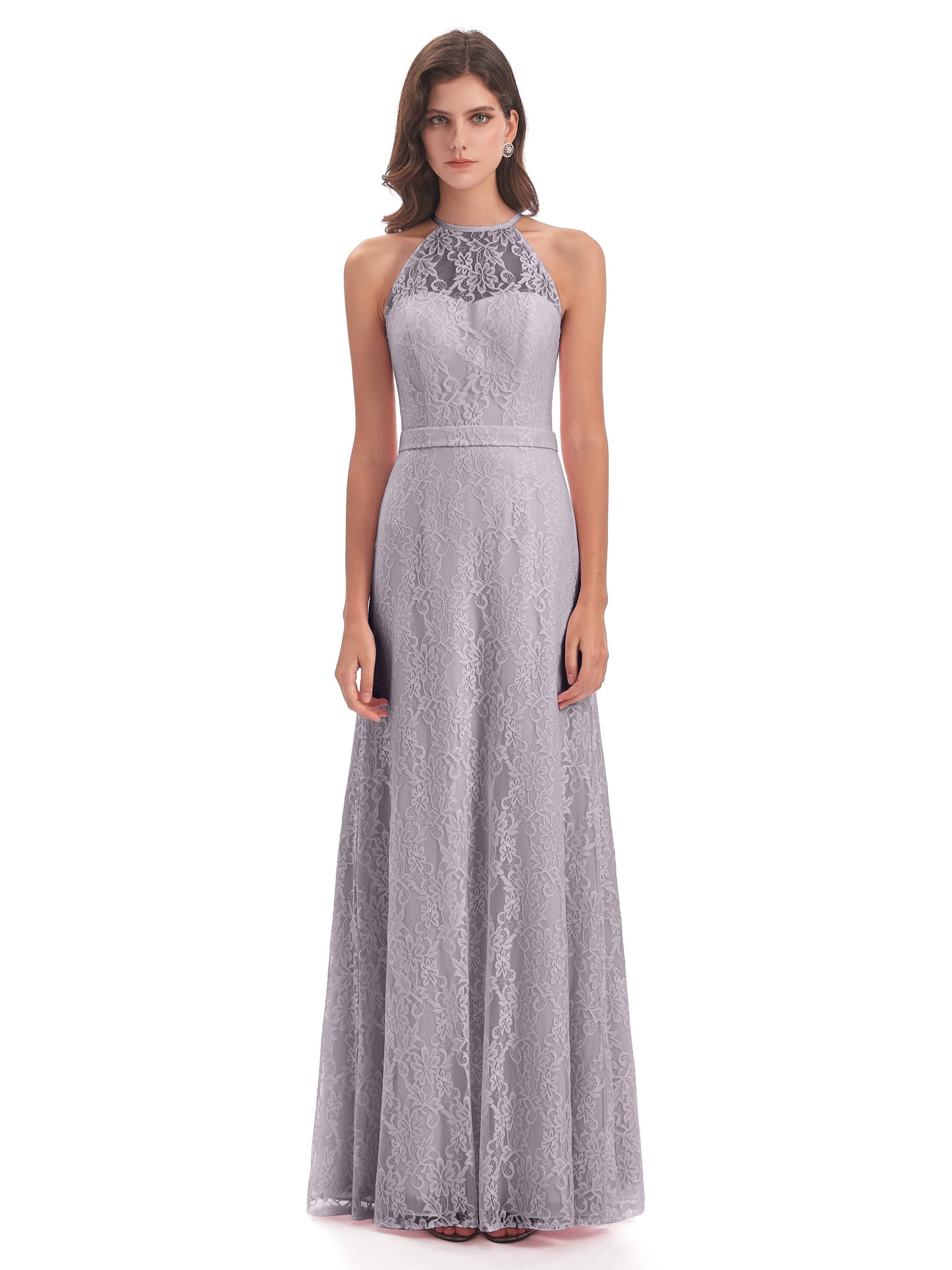 Anabelle Sheath Halter Lace Bridesmaid Dresses