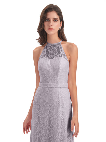 Anabelle Sheath Halter Lace Bridesmaid Dresses