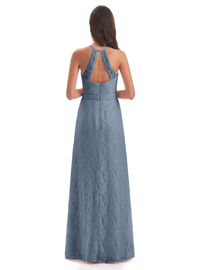Anabelle Sheath Halter Lace Bridesmaid Dresses