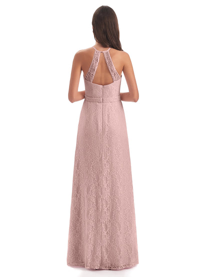 Anabelle Sheath Halter Lace Bridesmaid Dresses