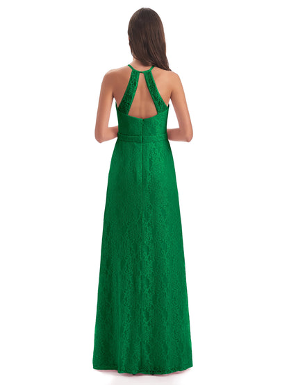 Anabelle Sheath Halter Lace Bridesmaid Dresses