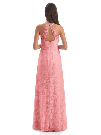Anabelle Sheath Halter Lace Bridesmaid Dresses