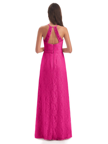 Anabelle Sheath Halter Lace Bridesmaid Dresses
