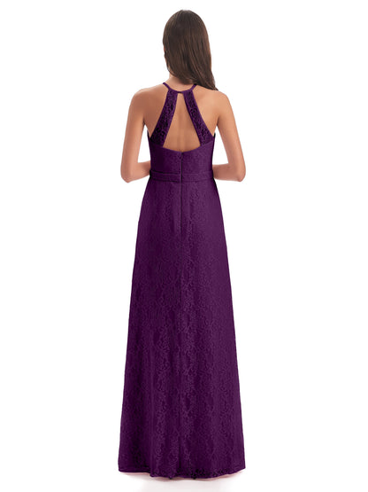 Anabelle Sheath Halter Lace Bridesmaid Dresses