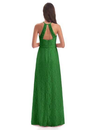 Anabelle Sheath Halter Lace Bridesmaid Dresses